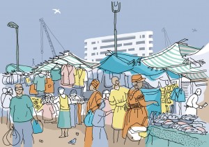 Jane Smith's Ridley Road Market illustration